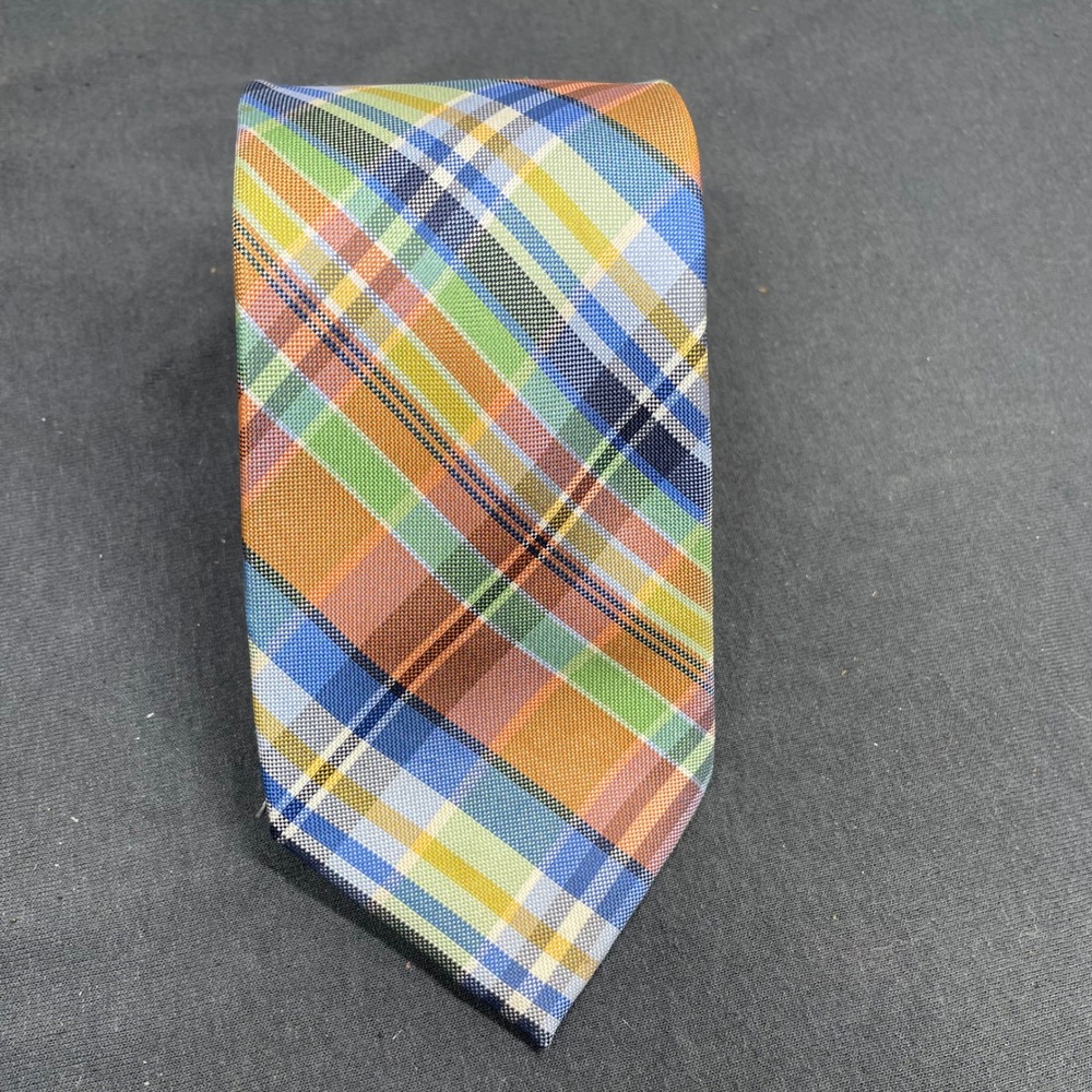 Pronto Uomo Men Tie 100% Silk Multi-Color Plaid X-Long Preppy Business